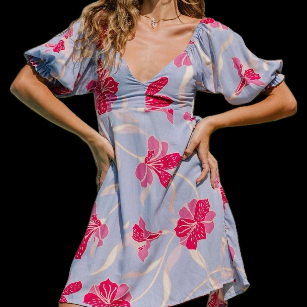 YIREH Lavendar Hibiscus Dress
